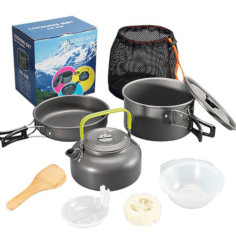 HALIN DS-308 Portable Handle Pan Camping Pot Cookware Set for 2-3 People (No FDA BPA-Free) HALIN DS-308 Portable Handle Pan Camping Pot Cookware Set for 2-3 People (No FDA BPA-Free)